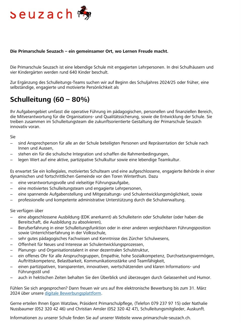 Stelle SL Seuzach 2024